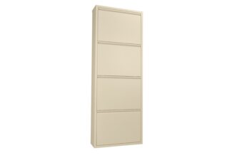 Betten-ABC Amelie – Moderner Schuhschrank, robust und platzsparend, aus pflegeleichtem Metall, Farbe: Creme, Klappen: Vier Klappen