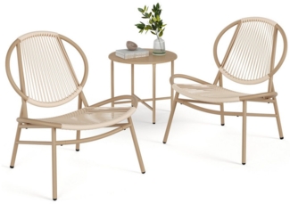 SONGMICS Balkonmöbel, 3er Set, Gartenmöbel-Set, aus PE-Polyrattan, Outdoor, mit Tisch, 2 Stühlen, für Terrasse, Garten, Balkon, Karamellbraun