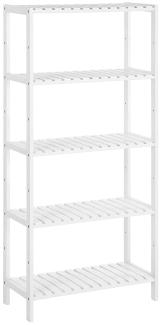 SONGMICS Badezimmerregal, Bambus weiß, 60 x 26 x 130 cm