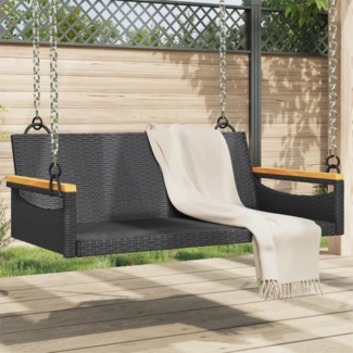 vidaXL Hängebank Schwarz 109x62x40 cm Poly Rattan 368143