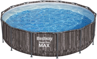 Steel Pro MAX™ Solo Pool ohne Zubehör Ø 427 x 107 cm, Holz-Optik (Mooreiche), rund