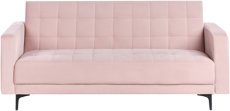 3-Sitzer Schlafsofa Samtstoff pastellrosa schwarz ABERDEEN