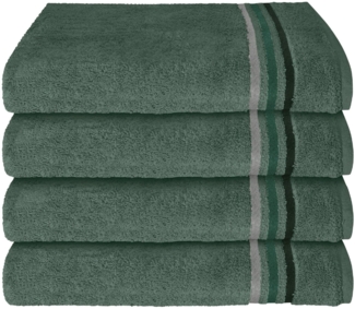 Schiesser Frottier Handtücher Skyline Color im 4er Set aus kuschelweicher Baumwolle, Made IN Green, Farbe:Dunkelgrün, Größe:50x100 cm