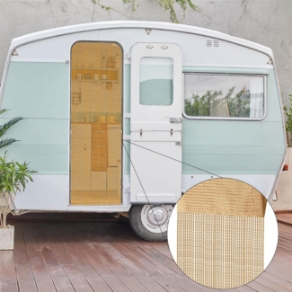 Fadenvorhang ( 56x185cm ) in Gold - inkl. Gardinenstange "einfache Montage" - in , Caravan Camping Fadengardine ideal für Wohnwagen / Wohmobil