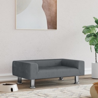vidaXL Hundebett, Samt, Dunkelgrau, 70 x 45 x 26.5 cm