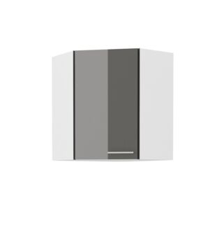 Eckhängeschrank 60x60 Küche Lara Grau Glanz + Weiß matt Küchenzeile Küchenblock