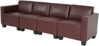 Modular 4-Sitzer Sofa Couch Lyon, Kunstleder ~ rot-braun
