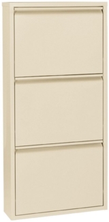 Betten-ABC Amelie – Moderner Schuhschrank, robust und platzsparend, aus pflegeleichtem Metall, Farbe: Creme, Klappen: Drei Klappen