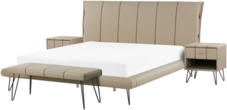Schlafzimmer komplett Set 4-teilig beige 180x200 cm BETIN