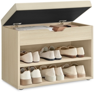 Vasagle Schuhbank, mit gepolstertem Kissen, Holzspanplatte, 30 x 60 x 44 cm, naturbeige
