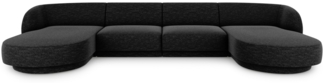 Micadoni 5-Sitzer Panorama Sofa Miley | Bezug Black | Beinfarbe Black Plastic