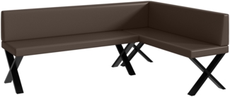 MEBLINI Eckbank für Esszimmer - Küchenbank - Essecke - Sitzecke Küche - TONI - X-Beine 142x196x87cm Rechts - Braun Kunstleder