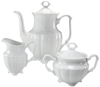 CreaTable 16028 Kaffeegarnitur Maria Theresia für 1 Personen + Uni, Porzellan, weiß (1 Set, 3-teilig)