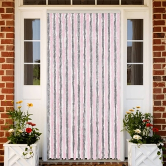 vidaXL Fliegenvorhang Silbergrau und Rosa 100x230 cm Chenille 377366