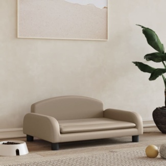 vidaXL Hundebett, Kunstleder, Cappuccino, 70 x 45 x 30 cm