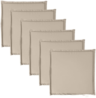 vidaXL Garten-Sitzkissen, quadratisch, 6 Stück, Polyester taupe, 45 x 45 x 2 cm