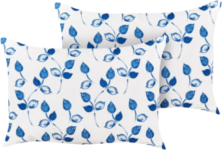 Gartenkissen 2er Set Pflanzenmuster TORBORA 40 x 60 cm Weiß