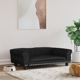 vidaXL Hundebett, Samt, Schwarz, 95 x 55 x 30 cm