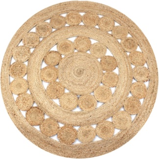 vidaXL Teppich Flechtmuster Jute 120 cm Rund 245343