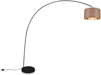 Meine Wunschleuchte LED Bogenlampe dimmbar / wechselbar, Metall / Stoff schwarz / taupe, Höhe 210cm