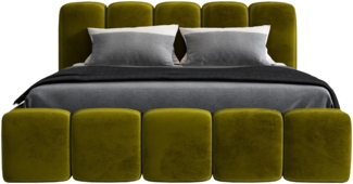 A&J MöbelLand 'Sonic' Polsterbett, Polyester, Olive, 180 x 200, mit Matratze, mit Lattenrost, mit Bettkasten