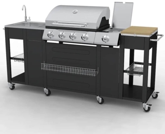 vidaXL Gasgrill mit 4+1 Flammen Schwarz 40425
