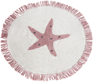 Kinderteppich aus Baumwolle mit Sternenmotiv ⌀ 120 cm cremeweiß STARS