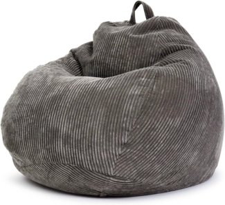 Green Bean® Indoor Sitzsack 90x110cm EPS-Perlen Füllung & Cordstoff Kuschelig Weich Waschbar - Dunkelgrau