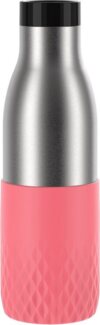Emsa 'Bludrop Sleeve' Trinkflasche mit Quick-Press Verschluss, Edelstahl Koralle, 0,5l