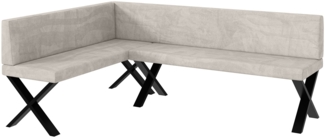 MEBLINI Eckbank für Esszimmer - Küchenbank - Essecke - Sitzecke Küche - TONI - X-Beine 142x196x87cm Links - Beige Samt