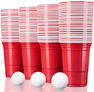 TRESKO Partybecher, 100 Stück, 6 Bälle, Polypropylen rot, 473 ml
