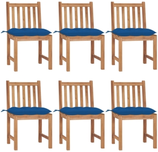 vidaXL Gartenstühle 6 Stk. mit Kissen Massivholz Teak 3073140