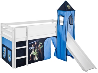 Lilokids 'Jelle' Spielbett 90x190 cm, Star Wars the Clone Wars, Kiefer massiv, mit Turm, Rutsche und Vorhang