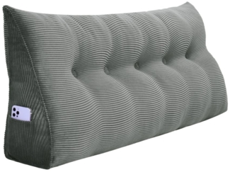 VERCART Keilkissen, Grau, Cord, 50 x 20 x 160 cm