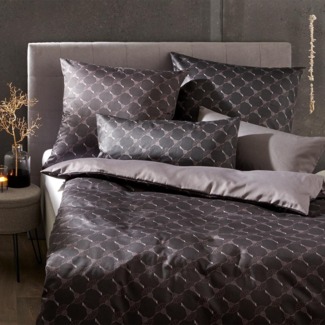 JOOP 'Cornflower Double' Bettwäsche, Shiny/Black, 155x200 cm + 80x80 cm