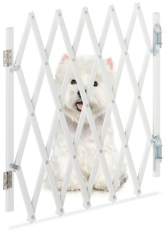 Relaxdays Hundeabsperrgitter, Bambus weiß, Breite 17-96 cm x Höhe 48,5-60 cm, Weiß
