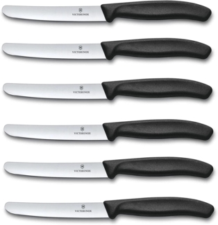 Victorinox | Tafelmesser Set Swiss Classic Schwarz | 6er Pack | glatte Klinge | präzise Verarbeitung | perfekt für jede Tafelrunde