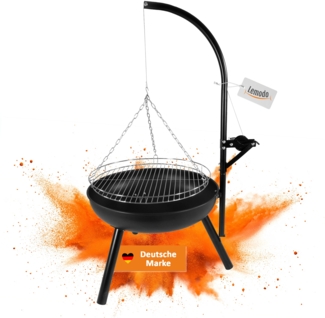 Holzkohlegrill mit stabiler Feuerschale, Schwenkgrill mit höhenverstellbarem Grillrost
