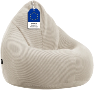 skølm 'Magni' XXL-Sitzsack aus Cord, mit EPS-Perlen-Füllung, 130x80 cm, beige, mit abnehmbarem und waschbarem Bezug