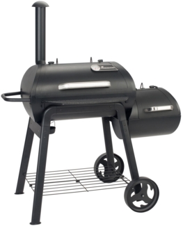 LANDMANN 'Vinson 200' Smoker, klassischer 16-Zoll-Smoker mit 4-in-1 Funktionen, abgerundetes Design für optimale Luftzirkulation, massive emaillierte Stahlroste, mit Deckelthermometer