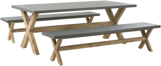 Gartentisch Set OLBIA Beton 200x100x75 cm Grau