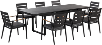 Essgruppe für 8 Personen VALCANETTO TAVIANO Metall 180 240 x 90 x 78 cm Schwarz