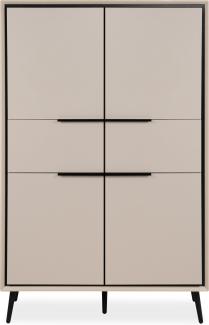 Finori Arona 53A Highboard, sand / schwarz | Highboard für Wohnzimmer | Maß: B x H x T ca. 90 x 140 x 38 cm | Highboard mit 4 Türen und 2 Schubkästen