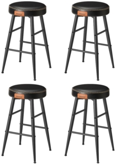 Vasagle ECHO Kollektion Barhocker, 4er Set, Barstuhl, Küchenstuhl, Kunstleder, 76,2 cm hoch, für Küche, Esszimmer, einfacher Aufbau, basisschwarz LBCDE290B01