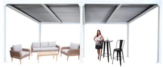 Mendler 'HWC-L41' Pergola ohne Seitenwände, Metall weiß, 3x6 m, ohne Seitenwände