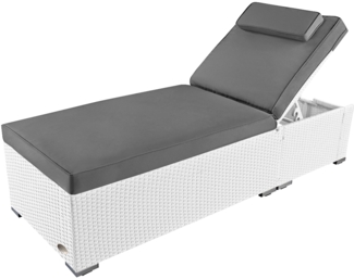 Sonnenliege Verona High mit Rollen und Auflage Creme-Weiss, Farbe Weiss