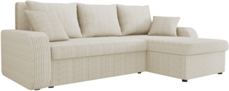 Mirjan24 'Kris' Ecksofa Cord, Beige, 80 x 147 x 238 cm