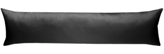 Mako Satin Seitenschläferkissen Bezug uni / einfarbig schwarz 40x200 cm