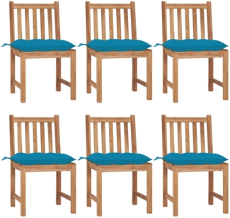 vidaXL Gartenstühle 6 Stk. mit Kissen Massivholz Teak 3073134
