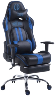 CLP Racing Gaming Bürostuhl Limit V2 Kunstleder höhenverstellbar und drehbar,schwarz/blau mit Fußablage